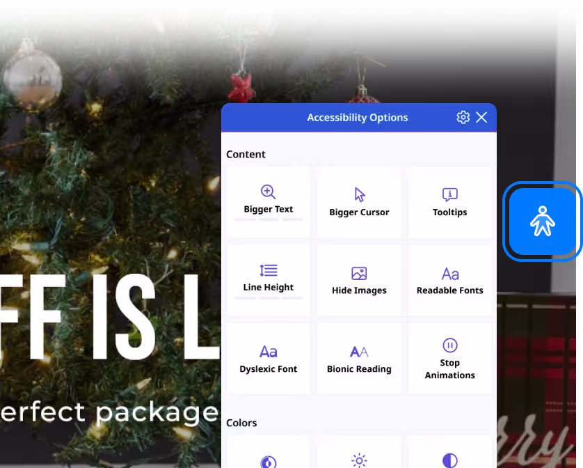 Traditional overlay accessibility widget interface
